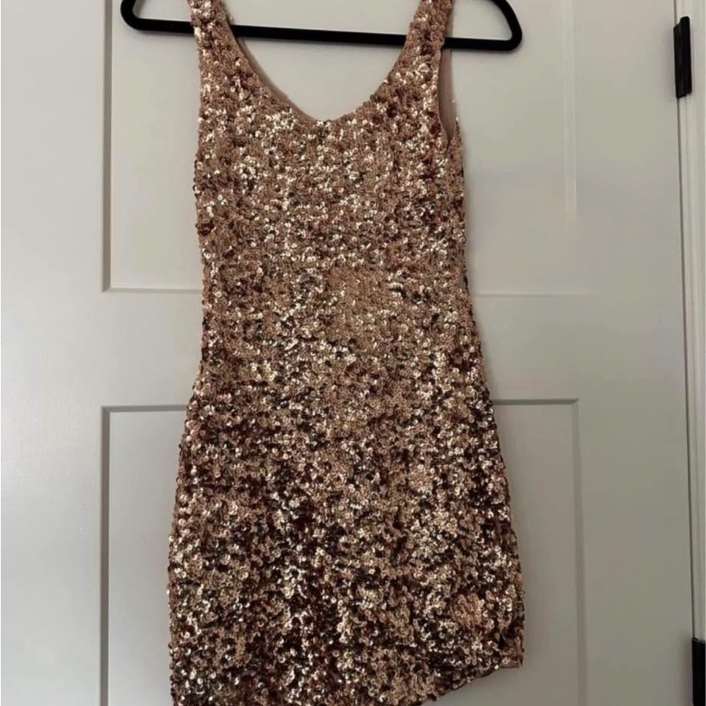 Amber Blue Sequin Mini Dress - Gold